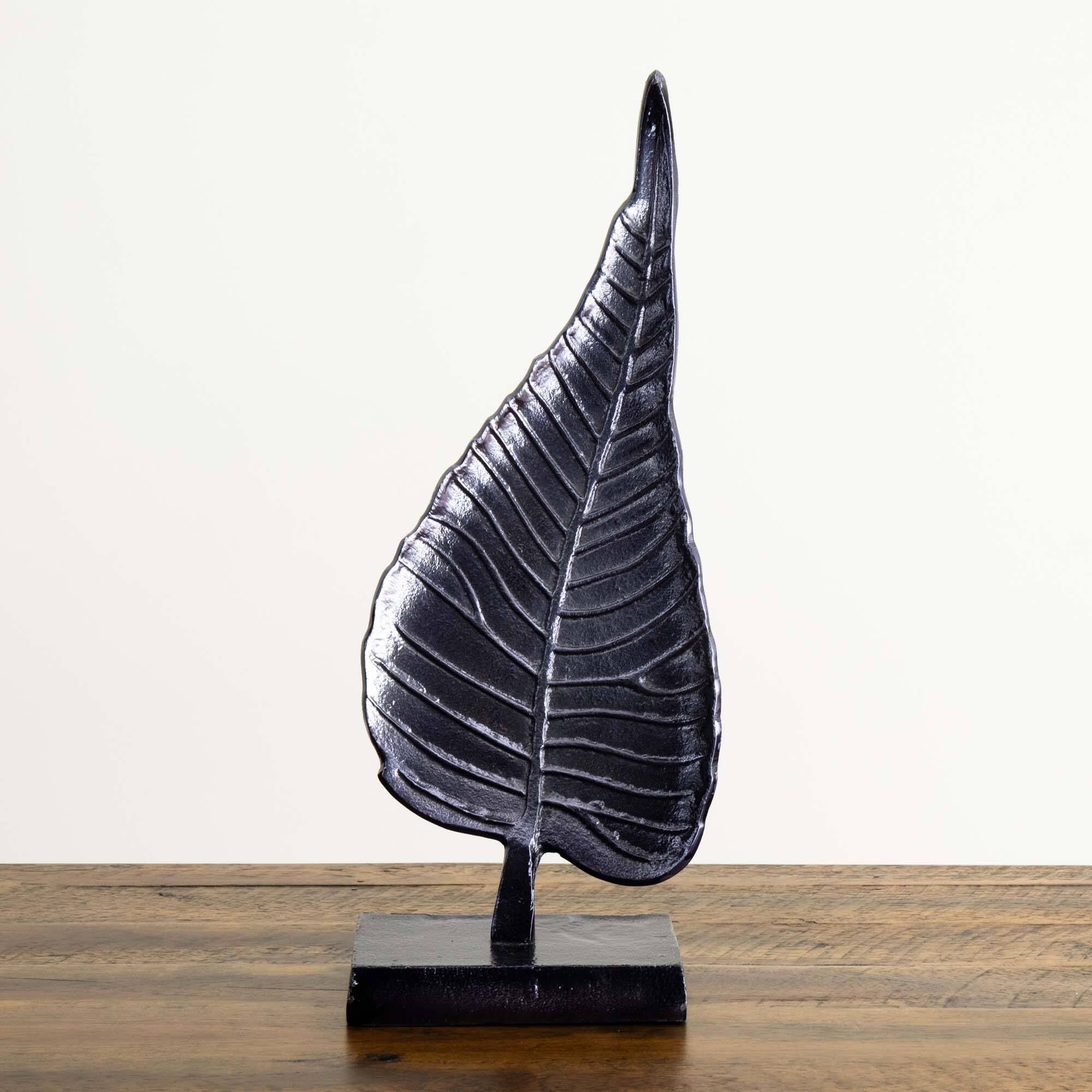 17" Aluminum Bodhi Leaf Sculpture Decorative Accent